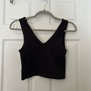 Reversible Ribbed Black Crop Top